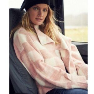 Anthropologie pink checkered coat